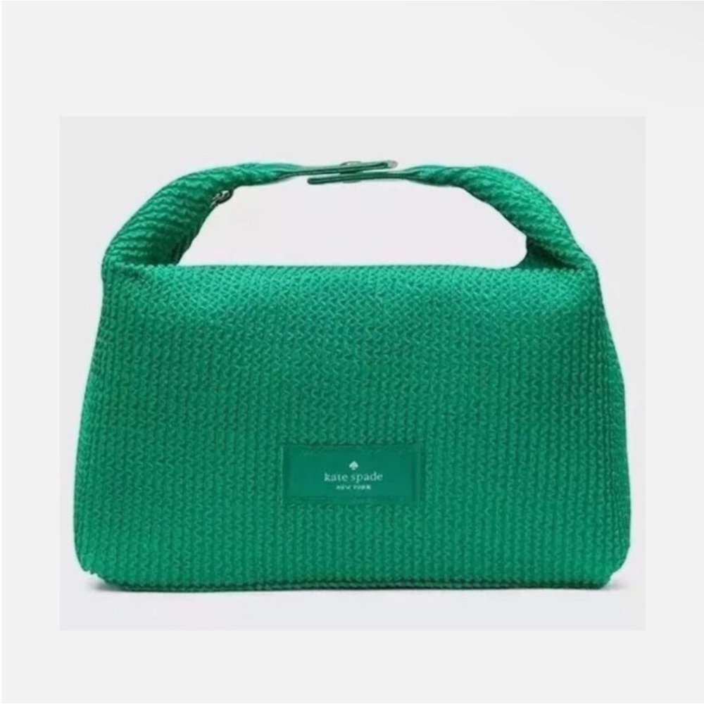 Kate Spade Green cosmetic Bag with Textured Knit Design